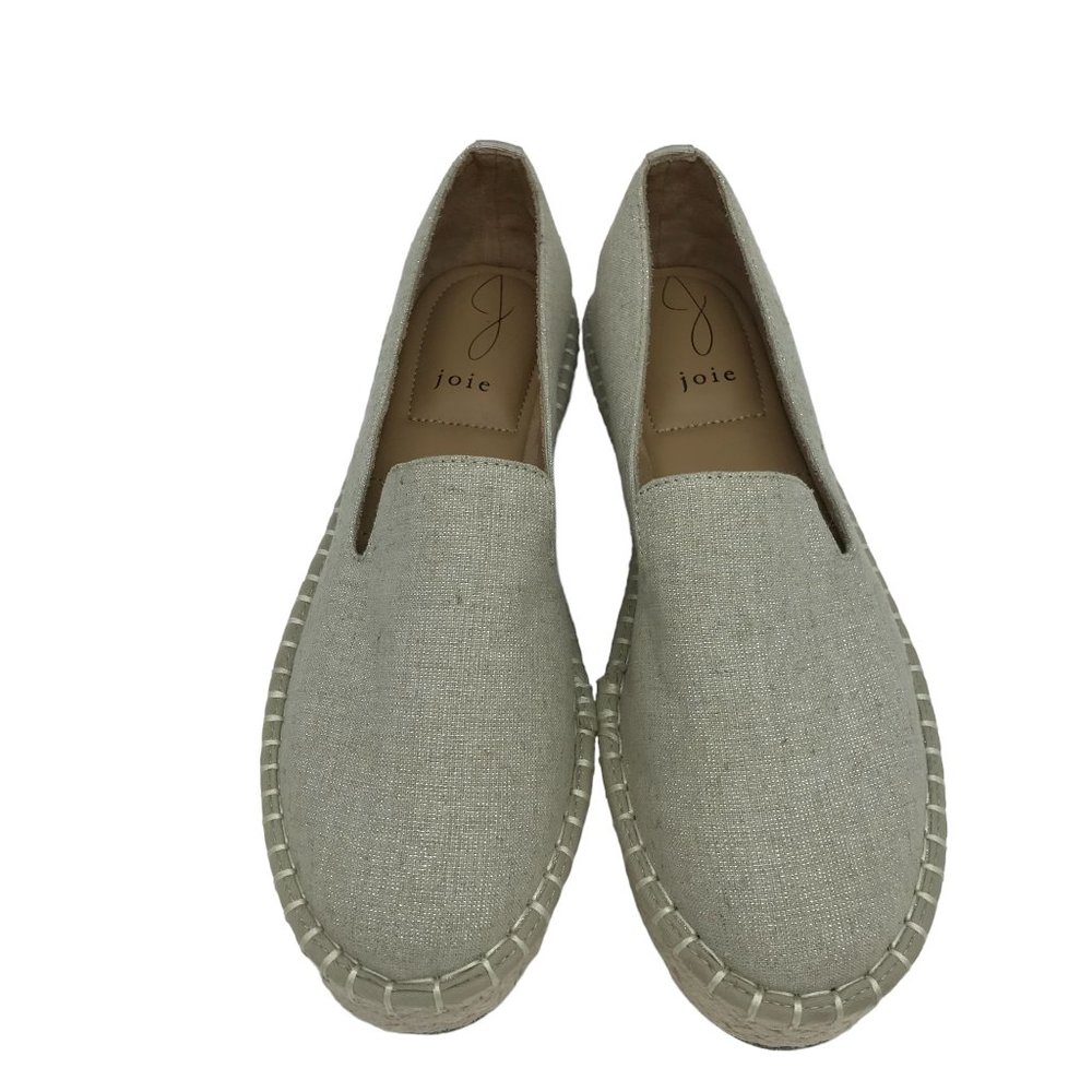 JOIE Cara Womens 8M Platform Espadrilles Tan & Silver Fabric Memory Foam - Picture 2 of 10